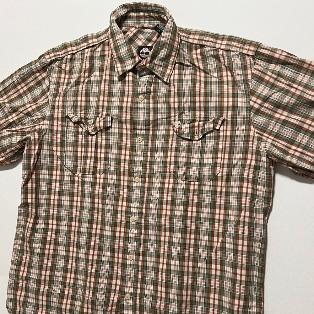Timberland Shirt Long Sleeve Button Down Casual Gorpcore Tan Men's size Large